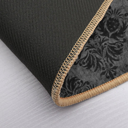 Gothic Black Damask Bath Mat