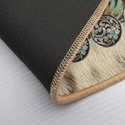 Rustic Brown Beige Teal Western Country Cowboy Fashion Bath Mat