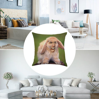 Nicholas Cage(d Rabbit) Linen Throw Pillow Cover