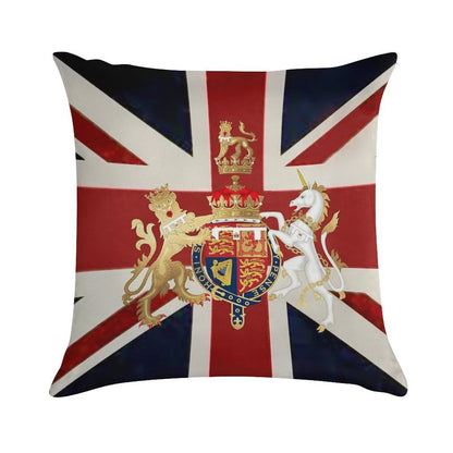 Union Jack with Windsor Insignia Soft Short Plush Fabric Throw Pillow