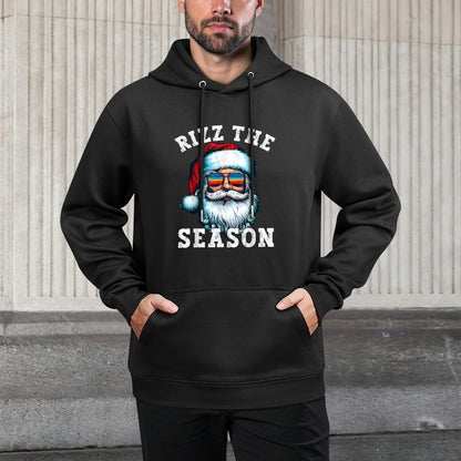 Rizz The Season Funny Christmas Rizzmas Santa Claus Rizzler Kangaroo Pocket Hoodie
