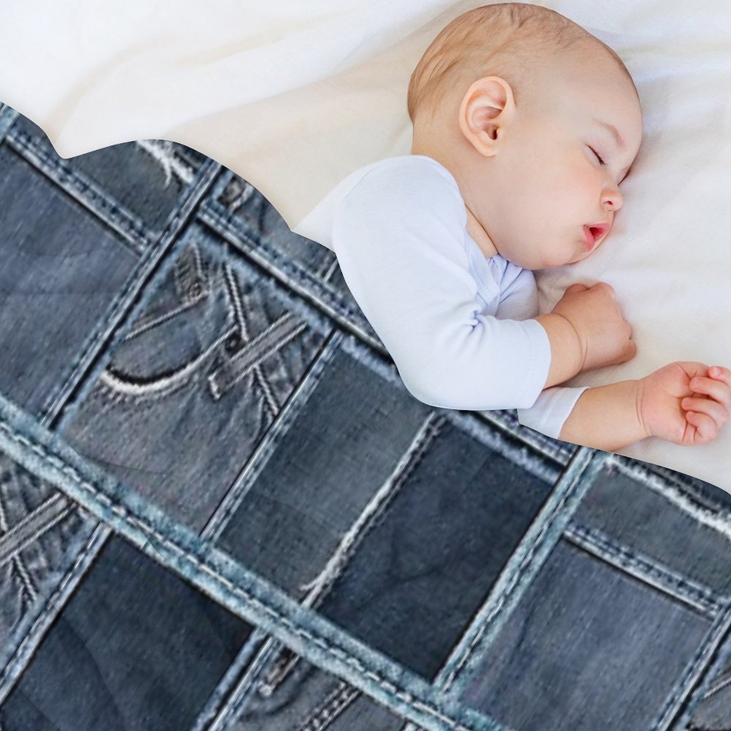 Blue Jeans Denim Patchwork Throw Blanket