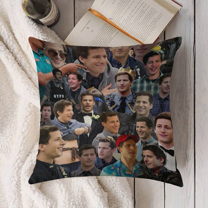 Jake Peralta Collage Linen Throw Pillow Cover