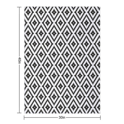 Aztec - Black on White Throw Blanket