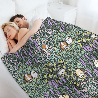 Guinea Pigs And Garden Herbs Pattern Throw Blanket