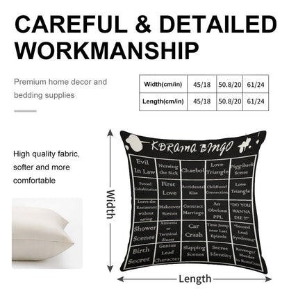 Korean Drama Bingo Linen Throw Pillow Cover