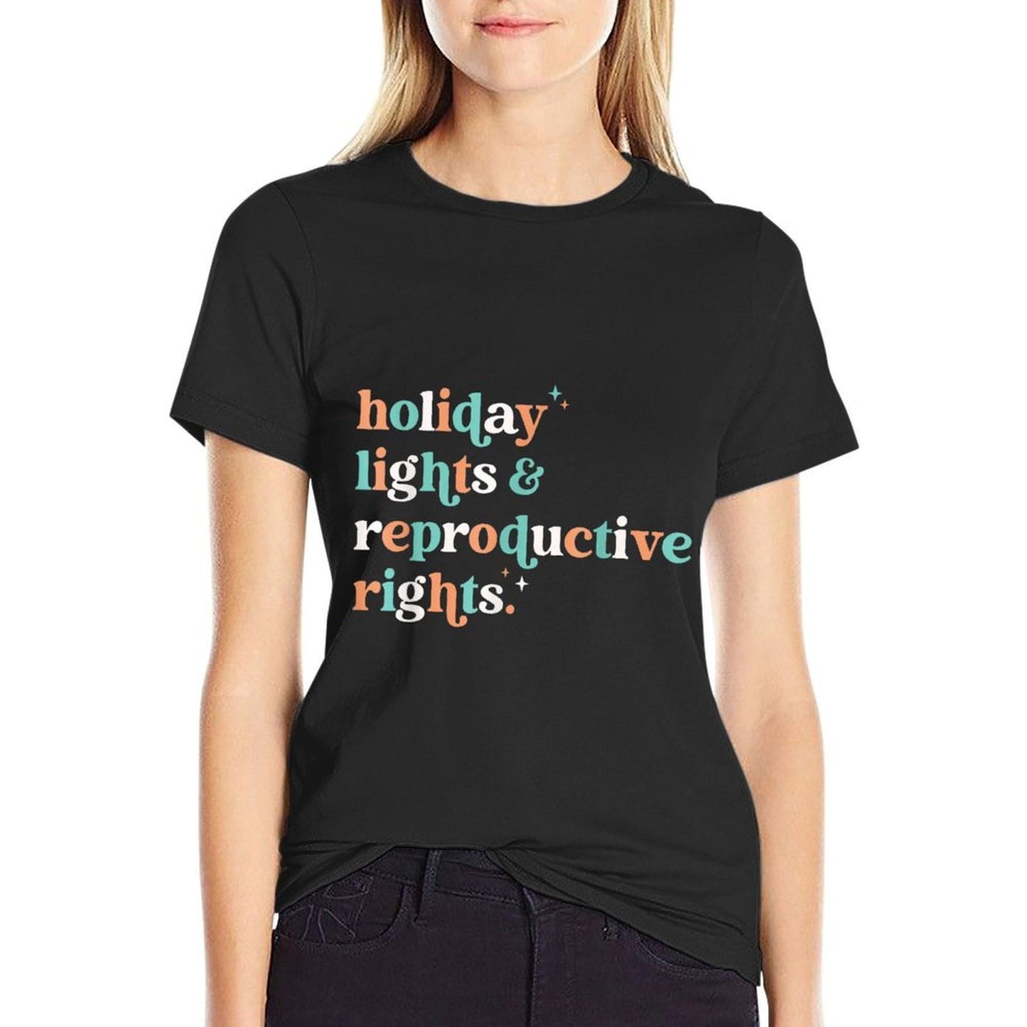 Pro Roe Feminist Equality Retro Christmas Holiday Pro-Choice Womens Black Small  Oversized Silhouette T-Shirt