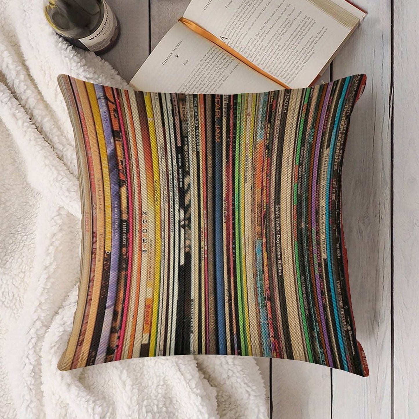 Record Collector Linen Throw Pillow Cover