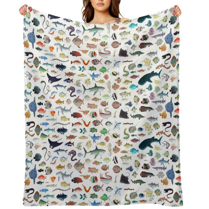 One Hundred Fish Throw Blanket