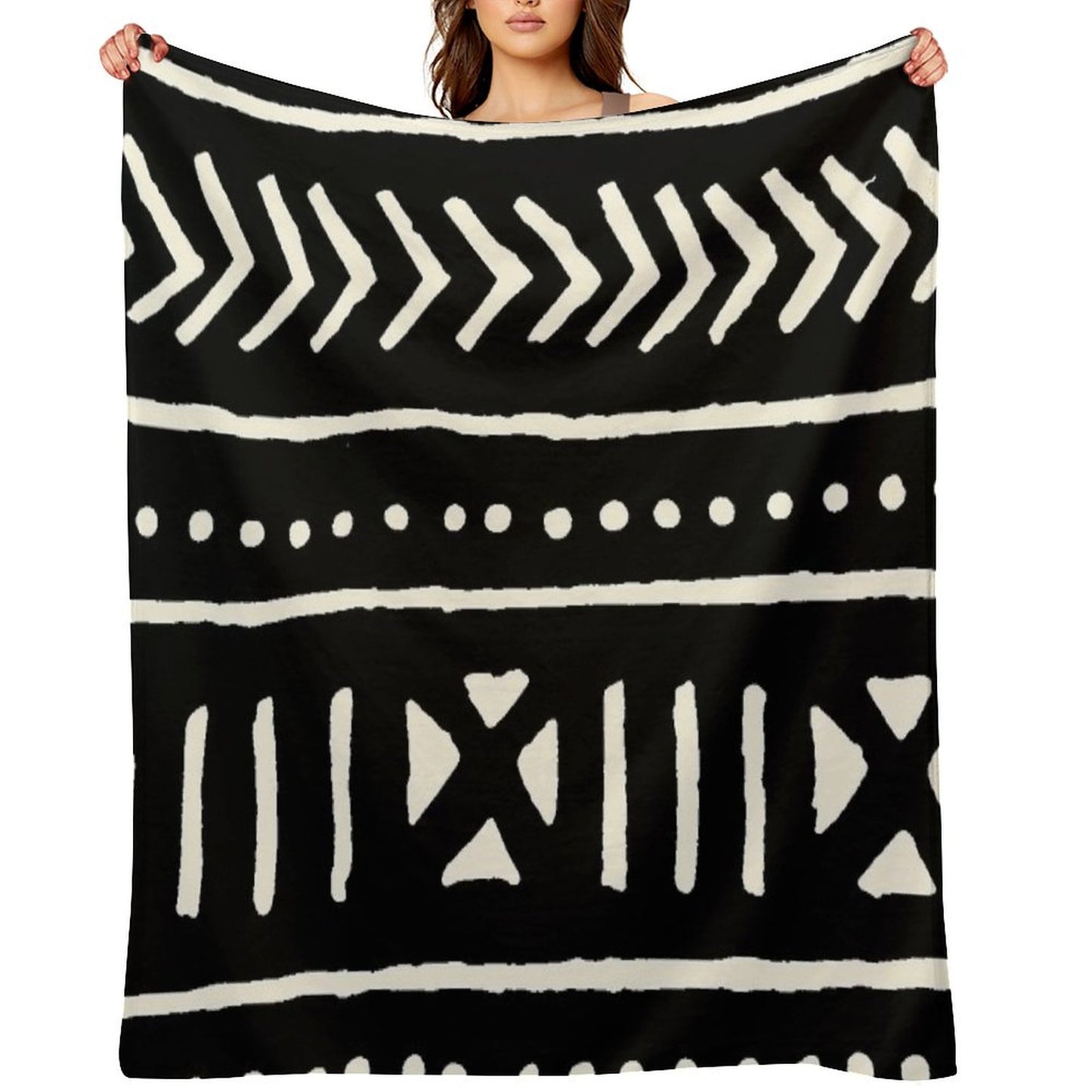 African Mud Cloth Black And White Throw Blanket