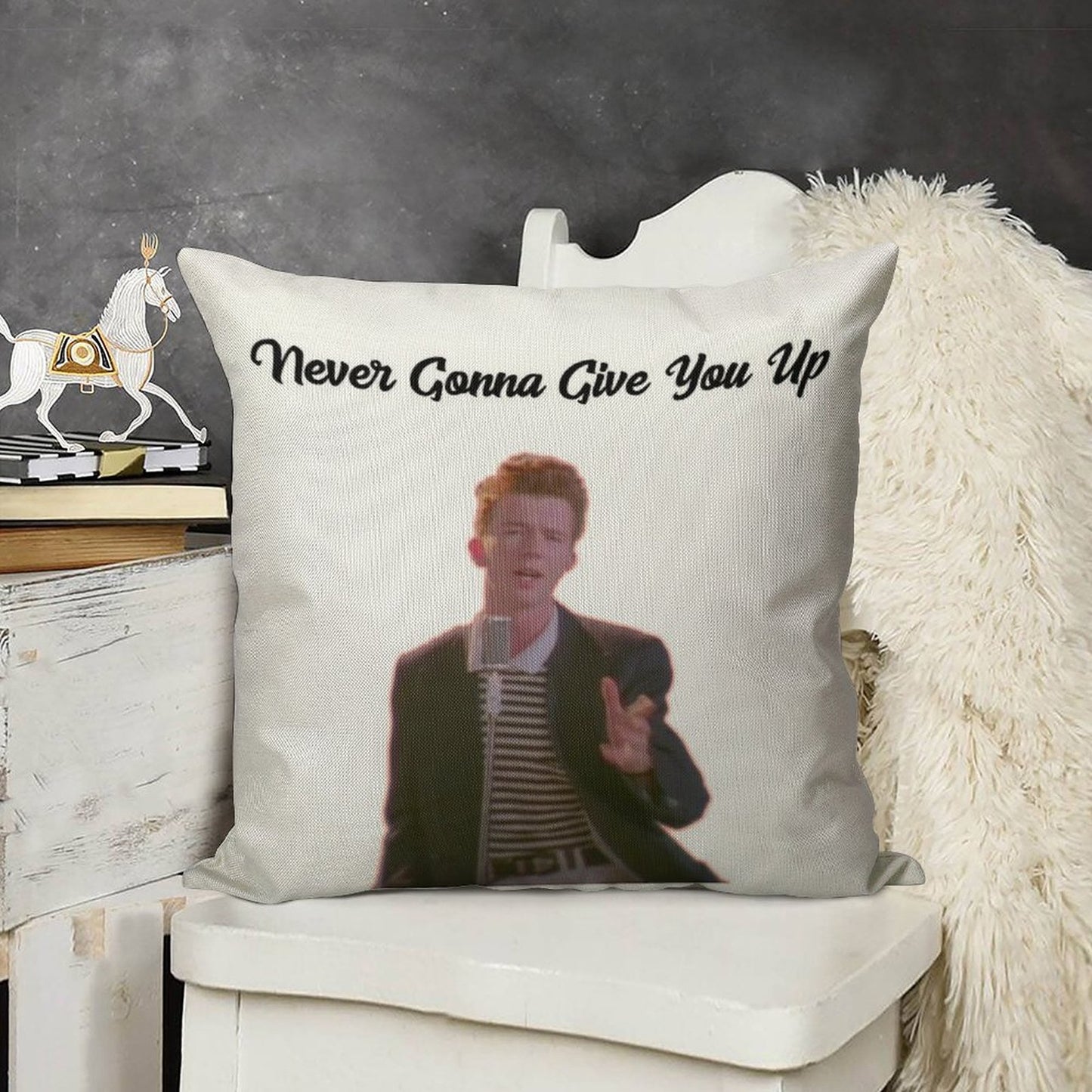 Rick Astley Never Gonna Give You Up Linen Throw Pillow Cover