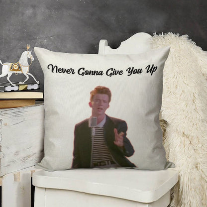Rick Astley Never Gonna Give You Up Linen Throw Pillow Cover
