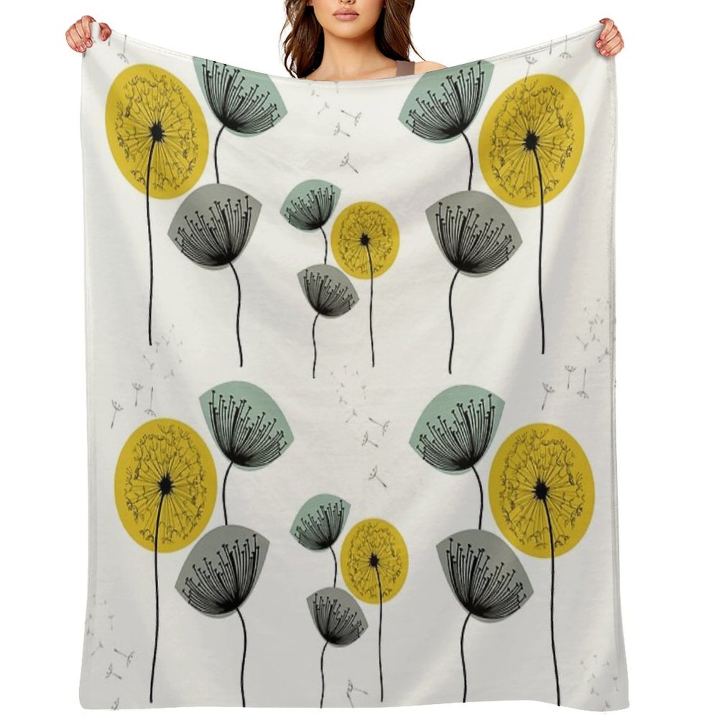 Mid Century Dandelions Throw Blanket