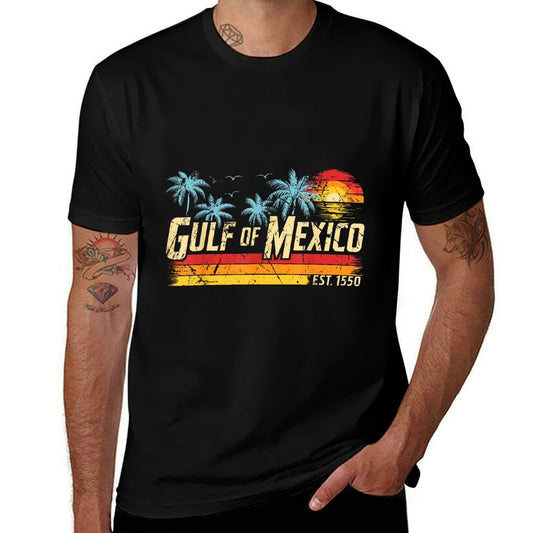 Gulf of Mexico Forever Retro Vintage Beach Mens Women  High-quality Stitching T-Shirt