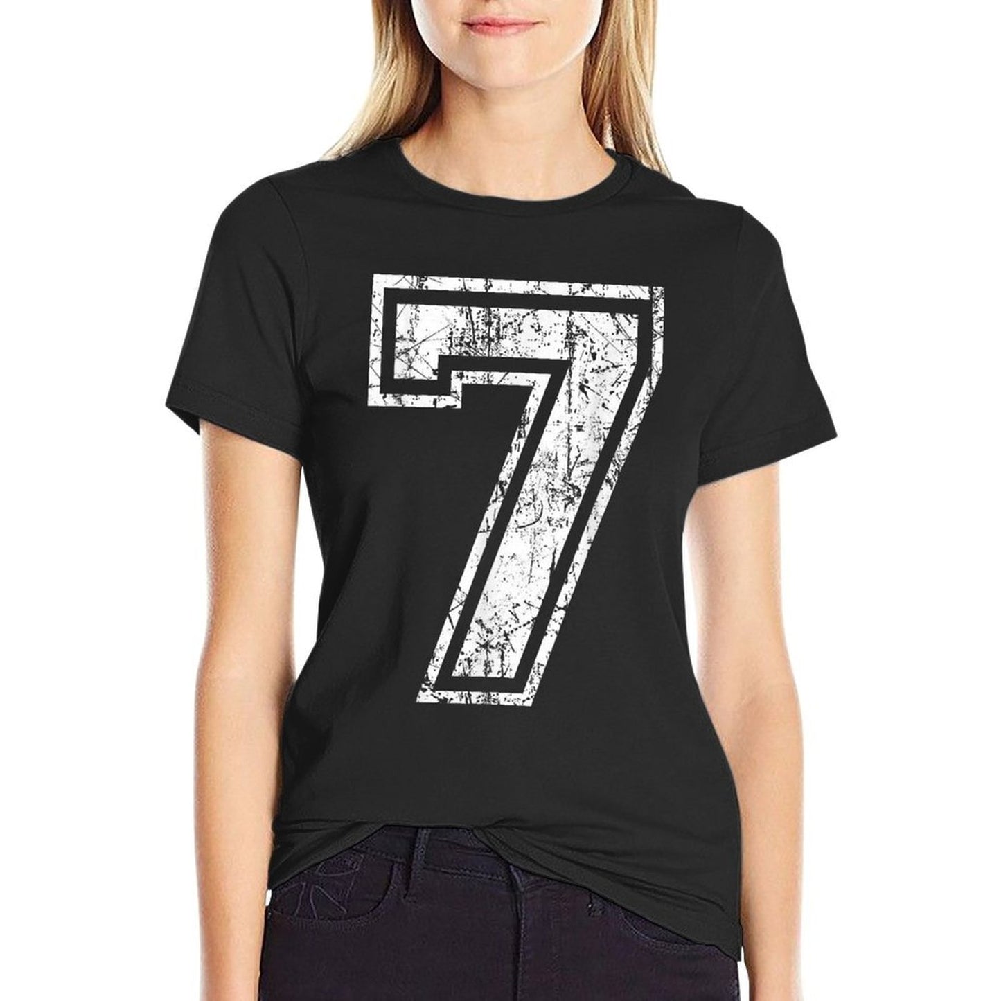 Sports Jersey Grunge Number 7 Fan Team Player Birthday  Trendy Pattern T-Shirt