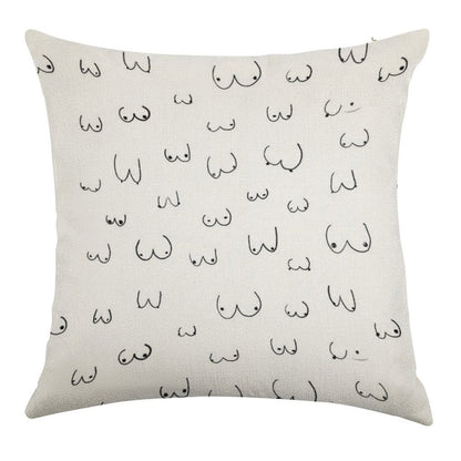 Boobie Boob Print! Linen Throw Pillow Cover
