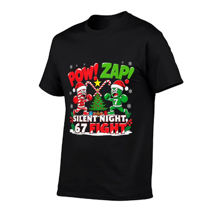 Funny 6-7 Meme Slang Trend Silent Night 67 Fight Christmas  Eco-friendly Material T-Shirt
