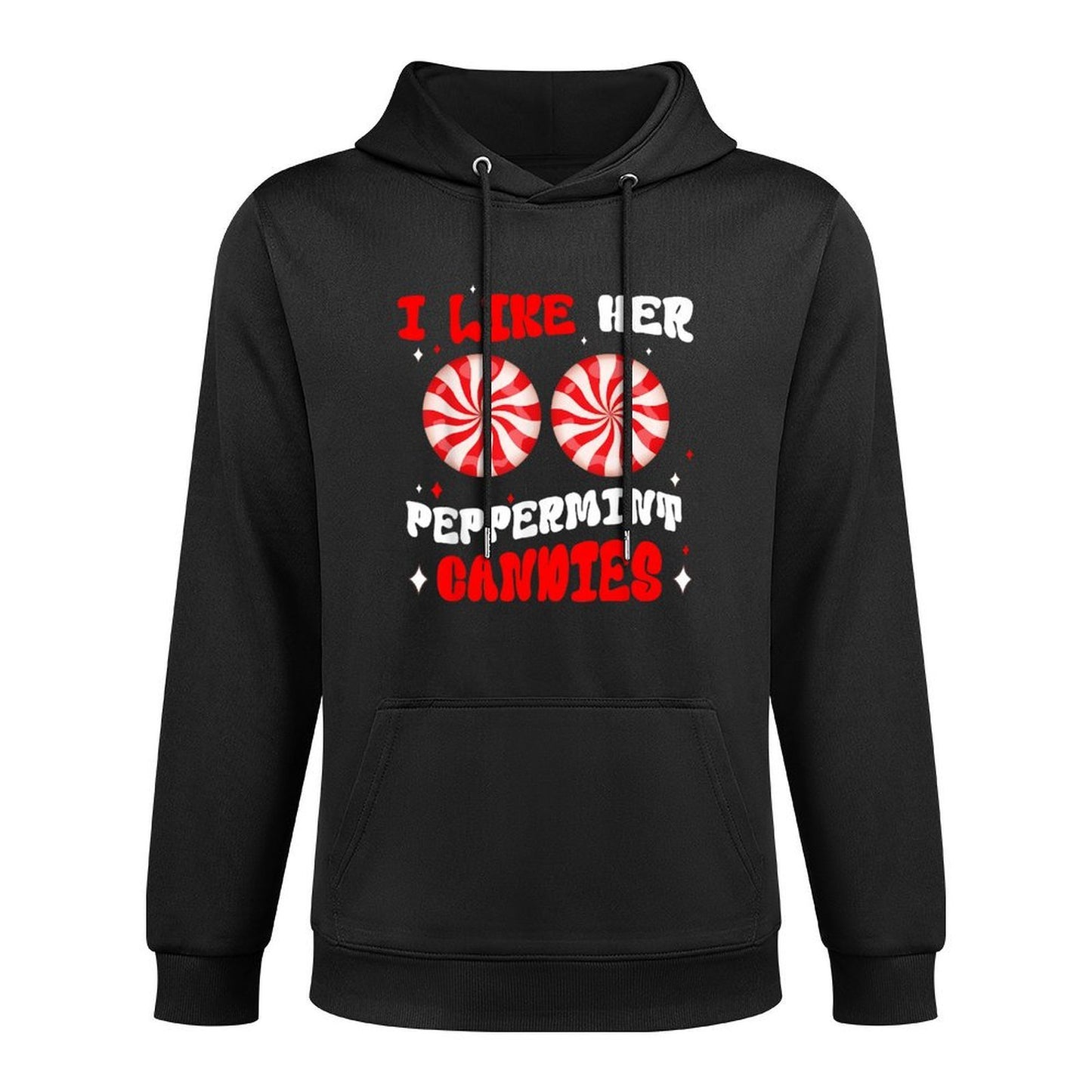 Couples Matching Christmas I Like Her Peppermint Candies Adjustable Hood Hoodie