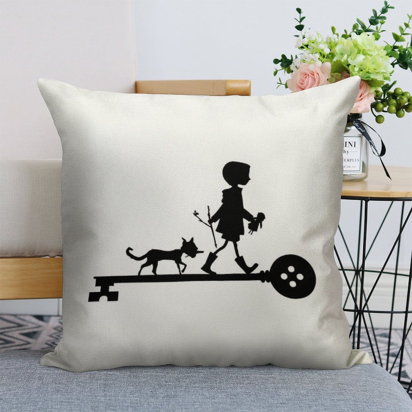 Coraline's Journey Linen Throw Pillow Cover