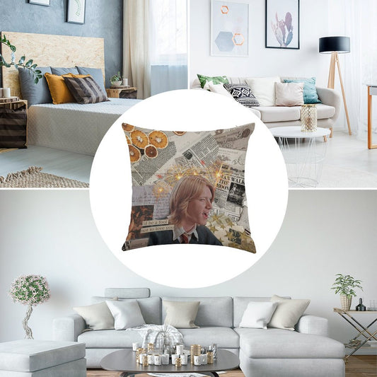The Boy Who Was Laughing Until The Very End  Fred Weasley Linen Throw Pillow Cover