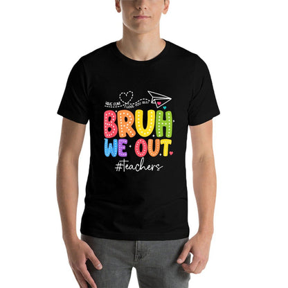 Bruh We Out Teachers Cute End Of School Year Groovy Summer  Breathable T-Shirt