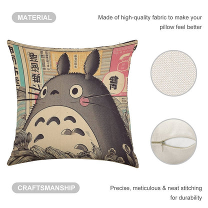 Vintage Japanese Poster Japanese Icon with Retro Charm Linen Throw Pillow Cover