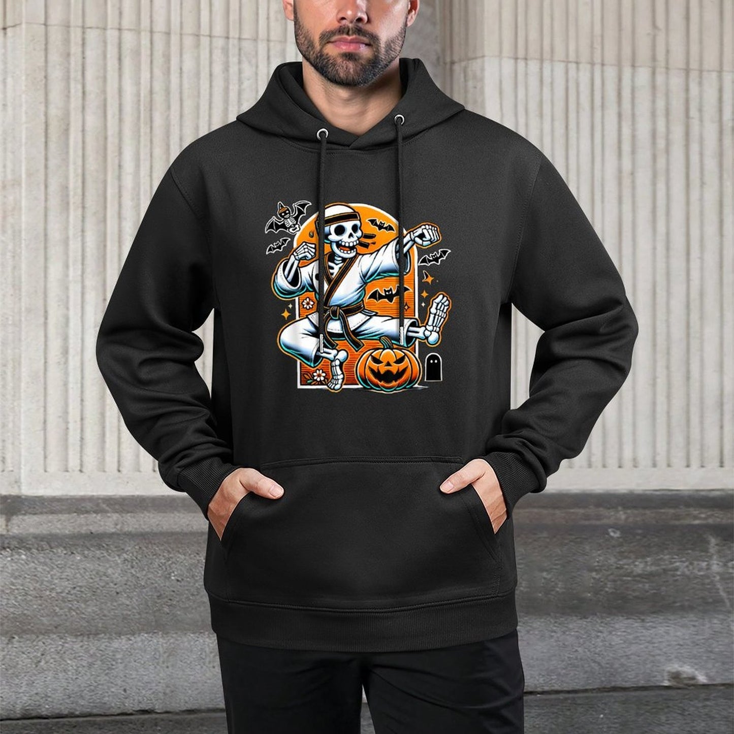 Halloween Skeleton Karate Customizable Surface Hoodie