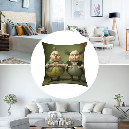 Tweedledee And Tweedledum - The Alice in Wonderland Collection Linen Throw Pillow Cover
