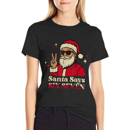 Funny Santa Says Six Seven 67 Meme Christmas Holiday 6 7  Oversized Silhouette T-Shirt