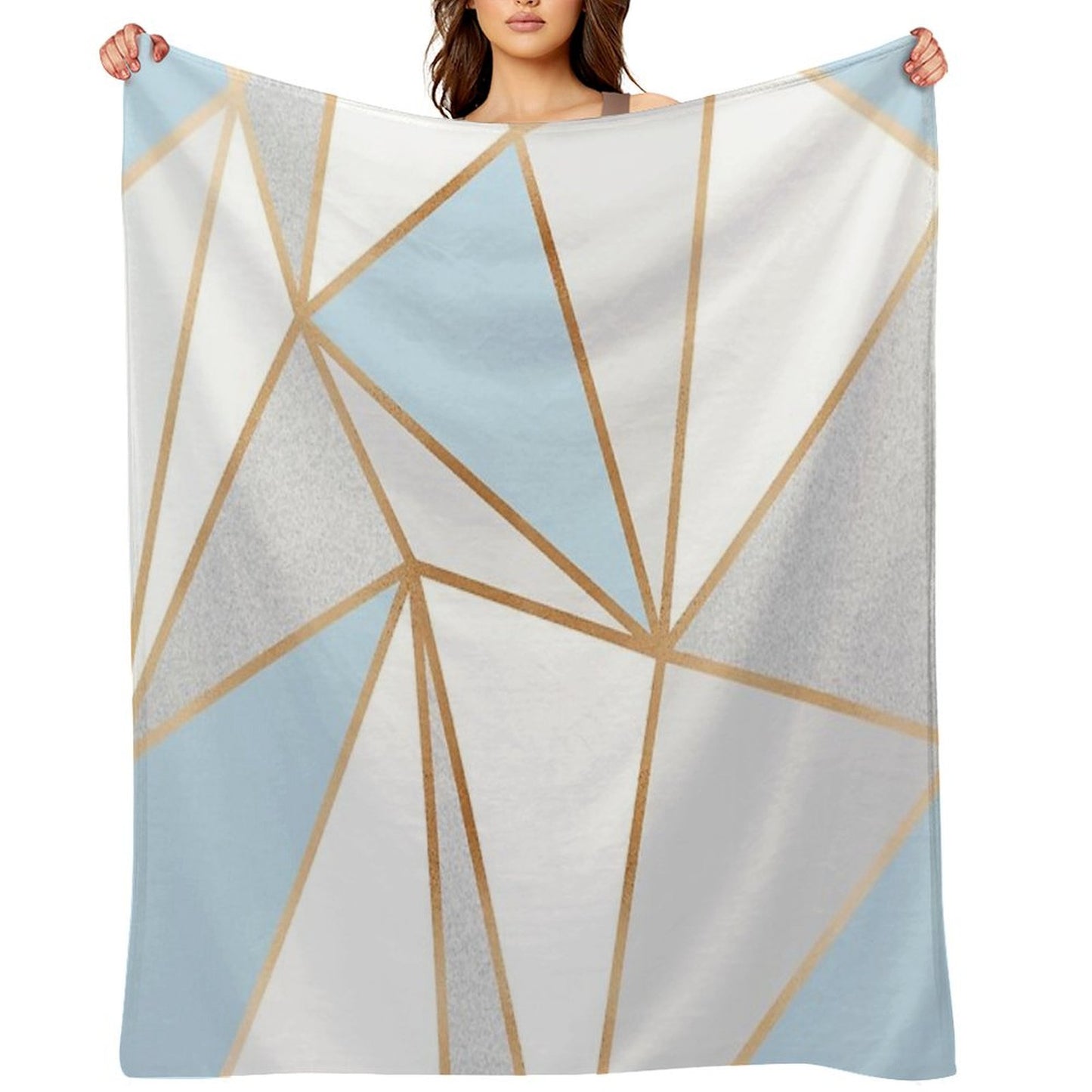 Blue, Grey & Gold Geo Throw Blanket