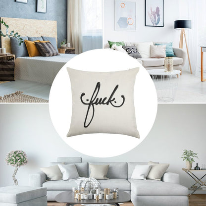 Cursive Curse Linen Throw Pillow Cover