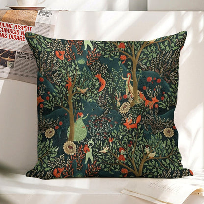 Whimsical Wonderland Linen Throw Pillow Cover