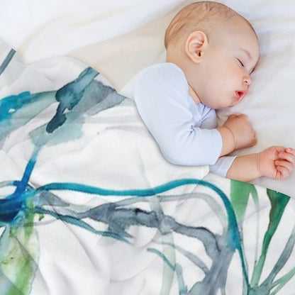 Blue Abstract Watercolor Painting Throw Blanket