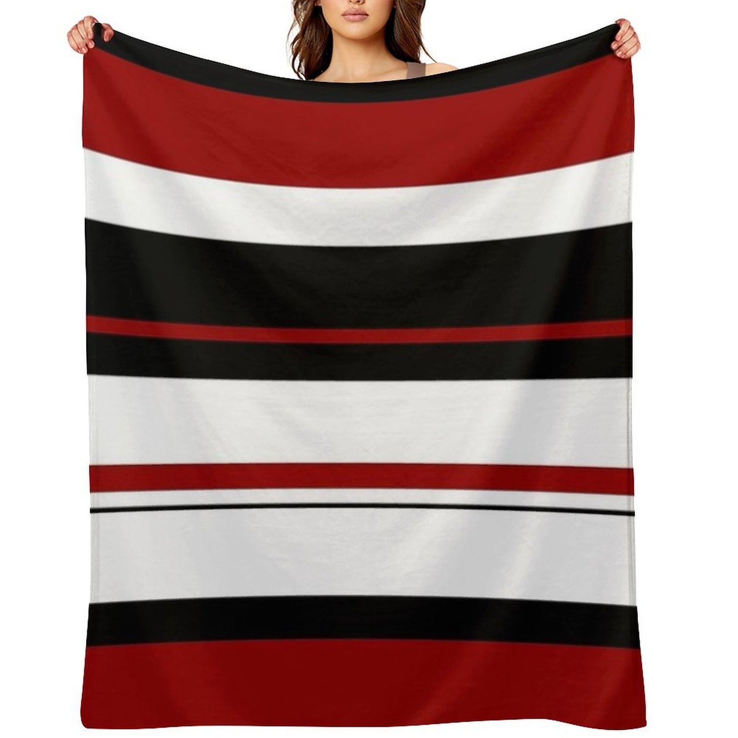 Red Black White Abstract Stripes Throw Blanket