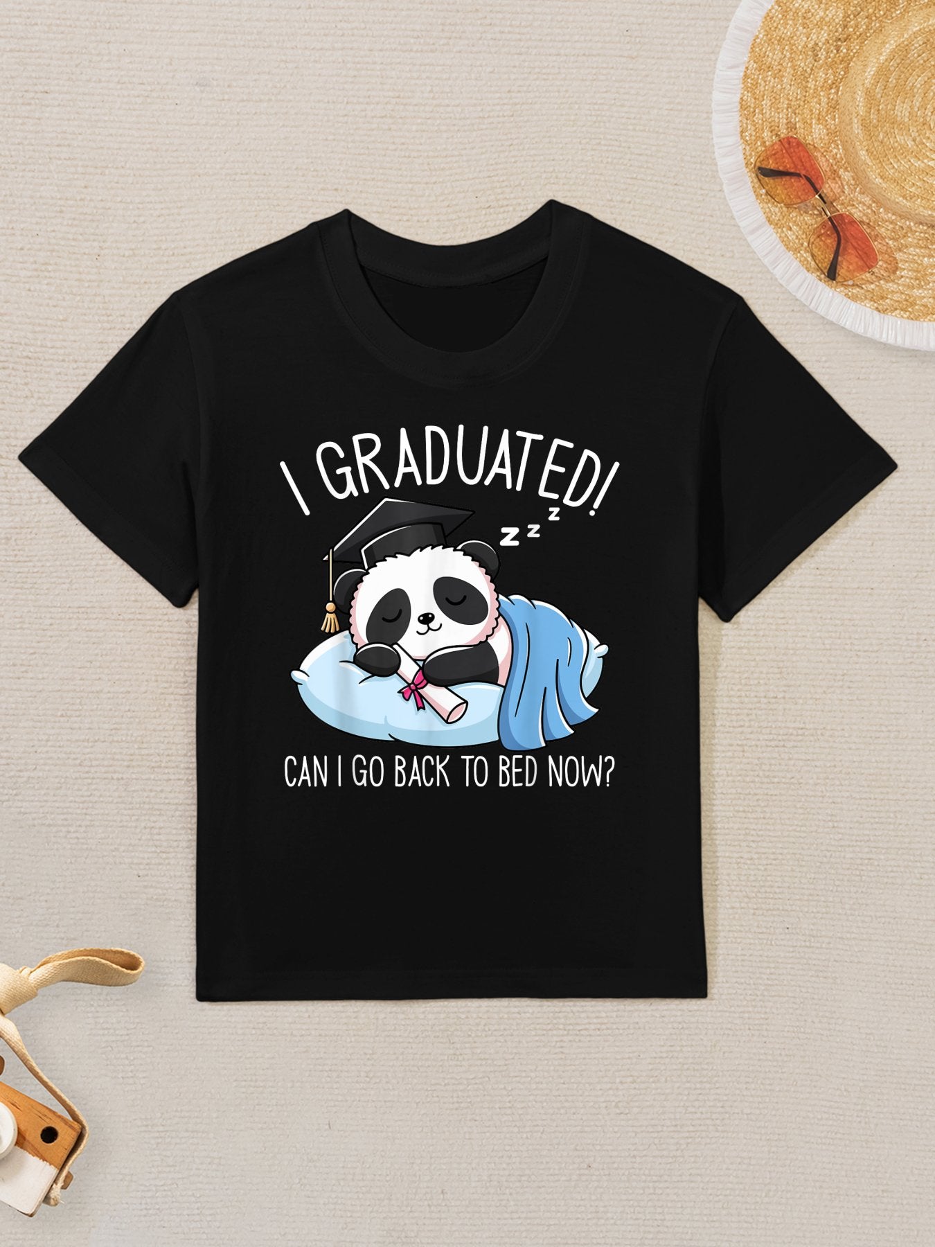 Graduation Funny I Graduated Can I Go Back To Bed Now Kids T-Shirt