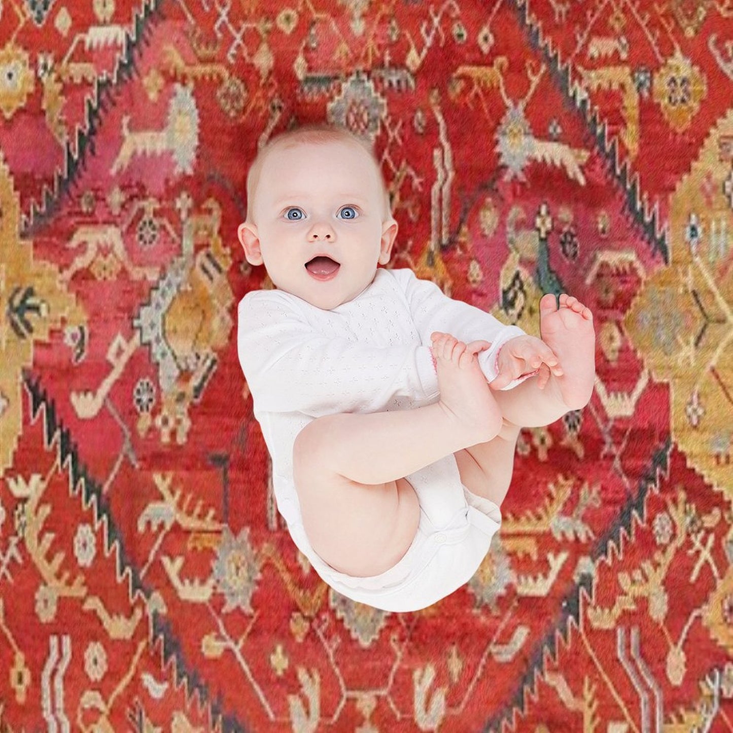 Antique Turkish Oushak Rug Print Throw Blanket