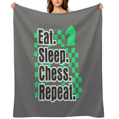 Boys Chess Eat Sleep Chess Repeat Gift Throw Blanket