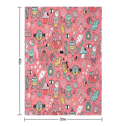 Funny Crazy Avocado, Banana, Ice Cream, Apple, Cat, Cupcake. Fitness Food. Throw Blanket