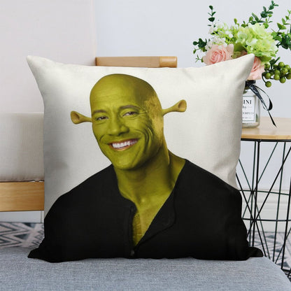 Shrek - Dwayne The Rock Johnson - Work of Art Linen Throw Pillow Cover