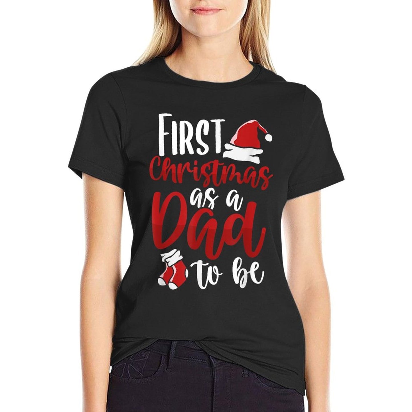 First Christmas As A Dad To Be Future Daddy Xmas New Dad  Fade-proof Color T-Shirt