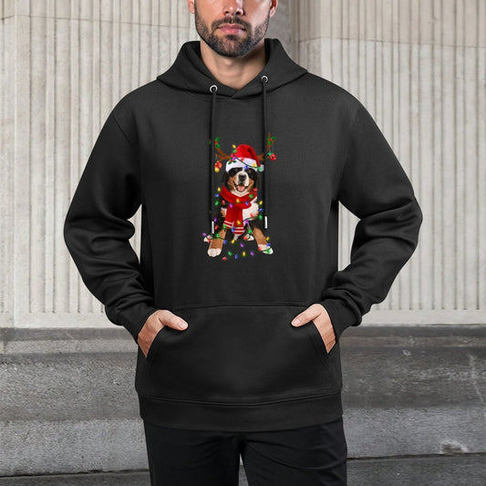 Bernese Mountain Christmas Lights Matching Family Dog Lover Men Women Kids Moisture-Wicking Hoodie