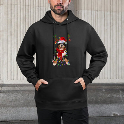 Bernese Mountain Christmas Lights Matching Family Dog Lover Men Women Kids Moisture-Wicking Hoodie