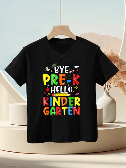 Graduation Bye Pre-K Hello Kindergarten Back to School Kids Kids T-Shirt