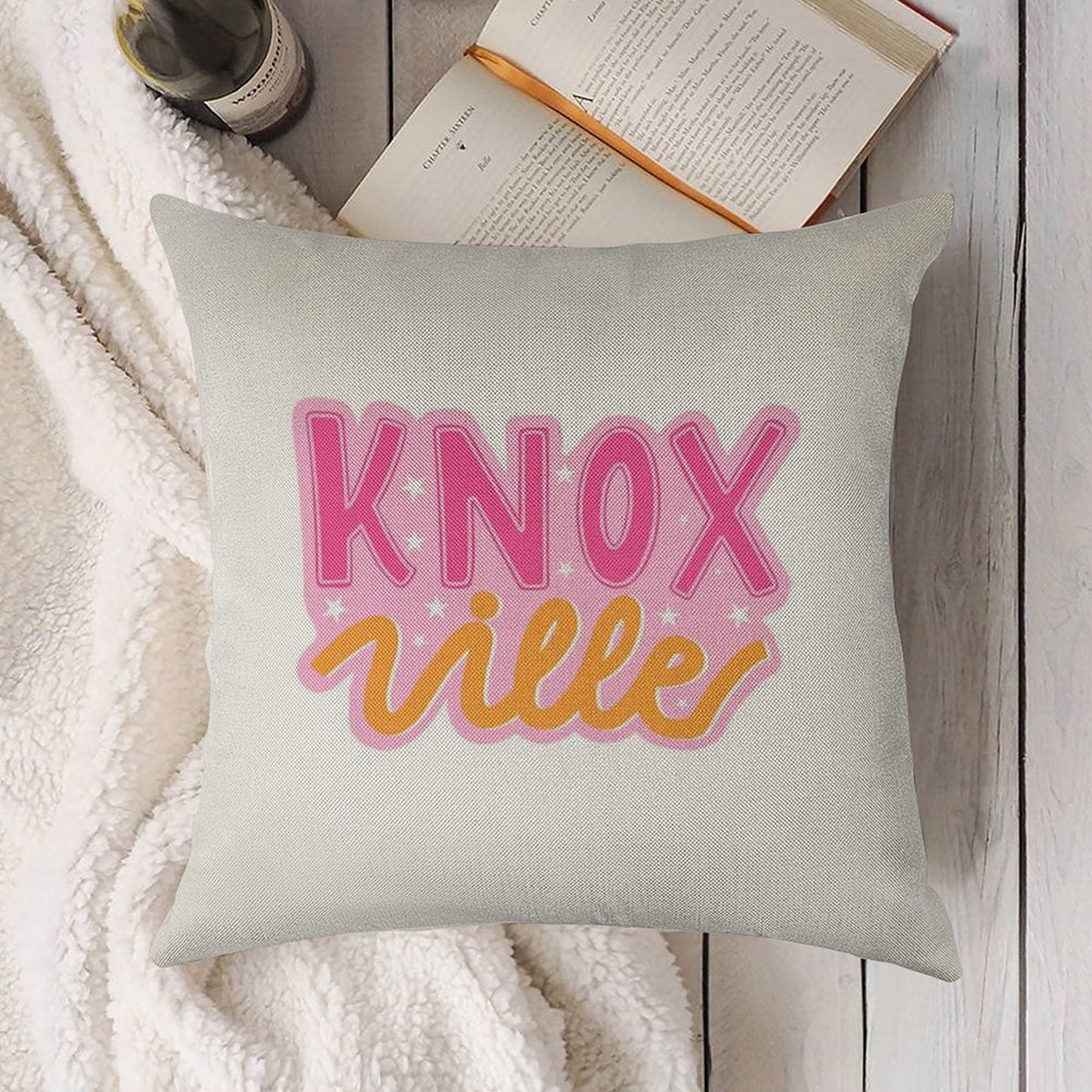 Knoxville Pink And Orange Stars Linen Throw Pillow Cover