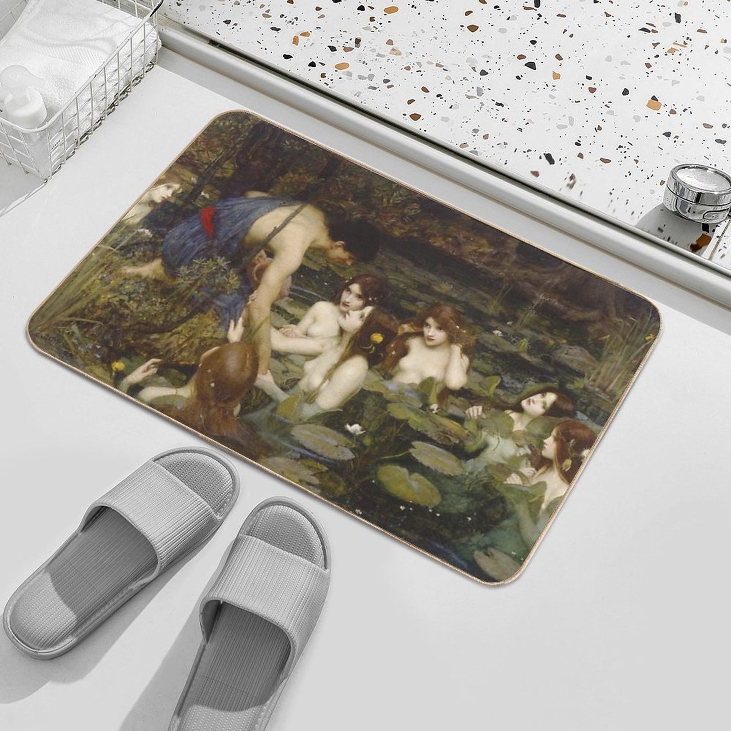 Hylas And The Nymphs - John William Waterhouse Bath Mat