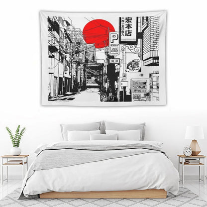 Tokyo Street Sunrise Tapestry