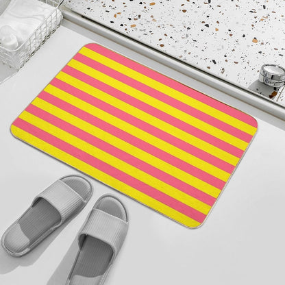 Yellow Pink Stripes Bath Mat