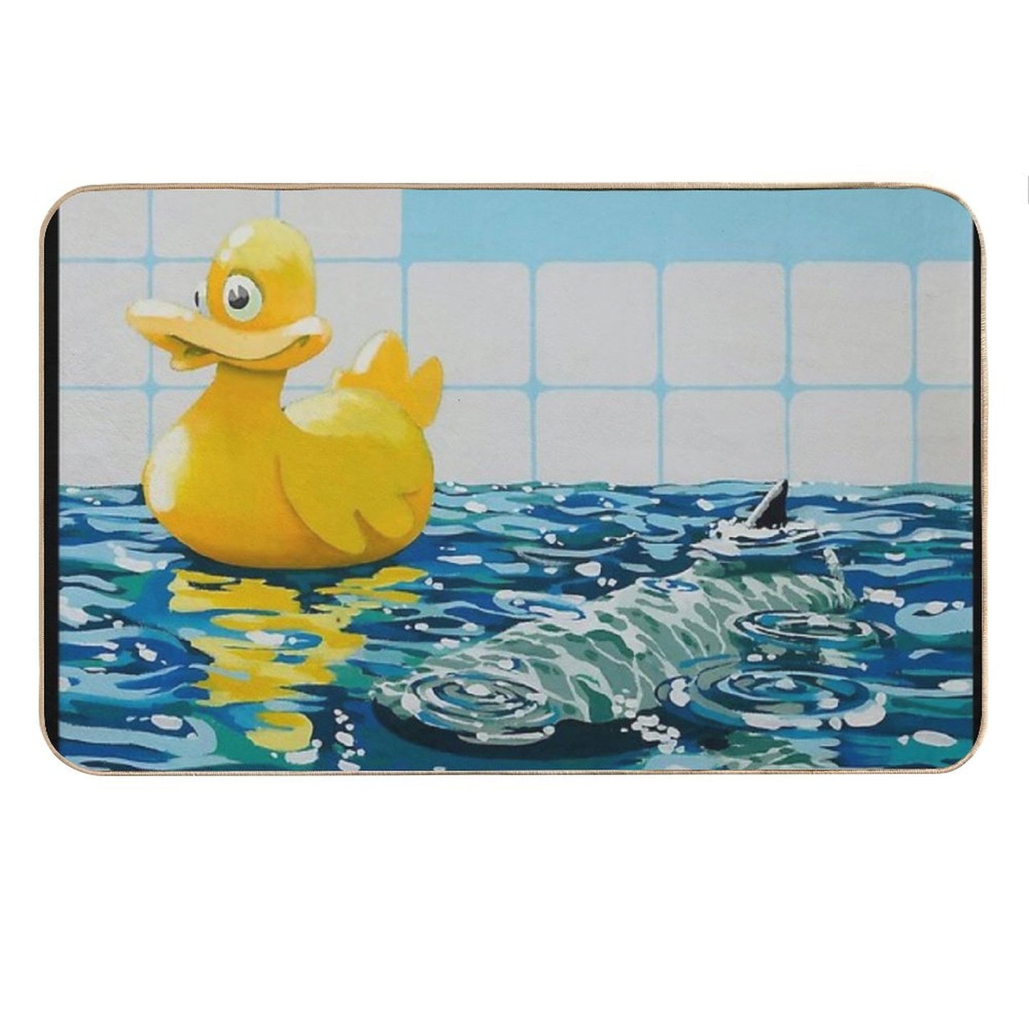 Banksy Painting Rubber Duck And Shark Bath Mat