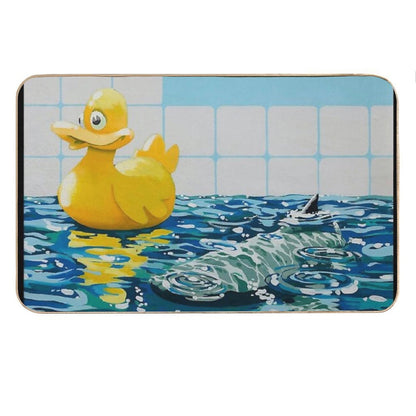 Banksy Painting Rubber Duck And Shark Bath Mat