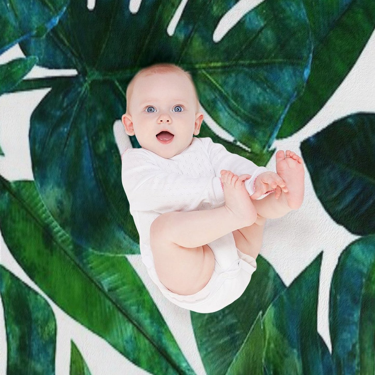 Tropical Nature Monstera Watercolor Painting, Botanical Jungle Dark Palm Illustration Throw Blanket